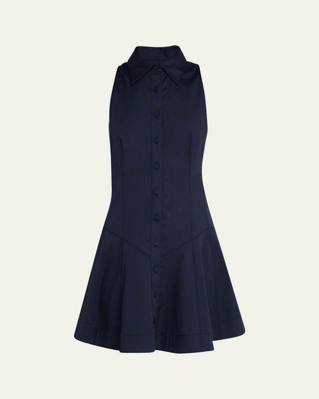Poppy Sleeveless Flared Mini Poplin Shirtdress